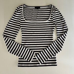 JCrew Ribbed Navy and White Striped Long Sleeve